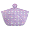 Girl's attached hood with all seams are welded waterproof colorful printing rain poncho