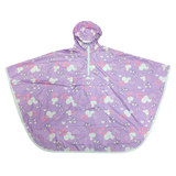 Girl's attached hood with all seams are welded waterproof colorful printing rain poncho