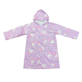 Girl's attached hood with all seams are welded waterproof colorful printing rain coat