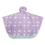 Girl's attached hood with all seams are welded waterproof colorful printing rain poncho