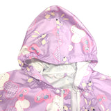 Girl's attached hood with all seams are welded waterproof colorful printing rain coat